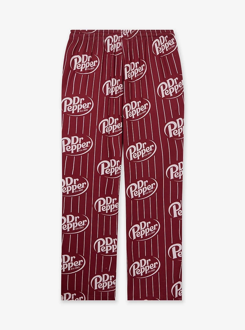 Dr. Pepper Logo Allover Print Striped Plus Sleep Pants — BoxLunch Exclusive