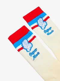 Nintendo Super Mario Bros. Woven Patch Striped Crew Socks - BoxLunch Exclusive