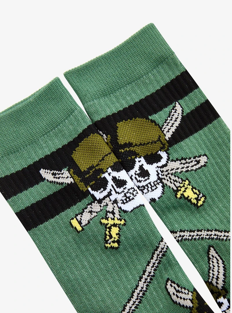 One Piece Zoro Jolly Roger Allover Print Crew Socks - BoxLunch Exclusive