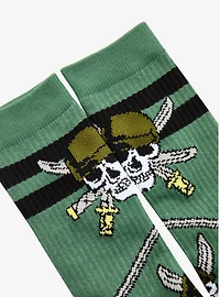 One Piece Zoro Jolly Roger Allover Print Crew Socks - BoxLunch Exclusive
