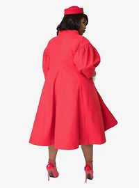 Barbie x Unique Vintage Plus 1960s Style Red Flare Swing Coat