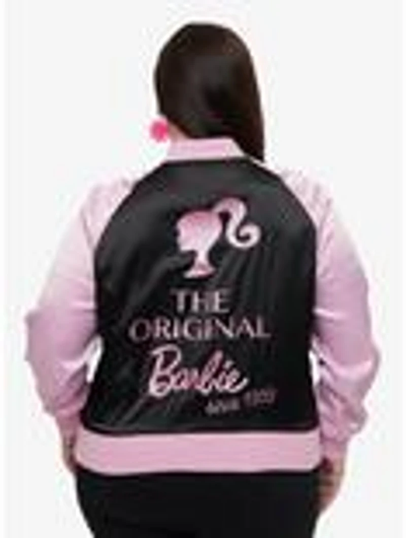 Barbie x Unique Vintage Plus Pink & Black OG Long Sleeve Bomber Jacket