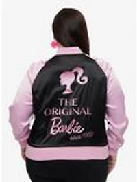 Barbie x Unique Vintage Plus Pink & Black OG Long Sleeve Bomber Jacket