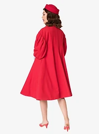 Barbie x Unique Vintage 1960s Style Red Flare Swing Coat
