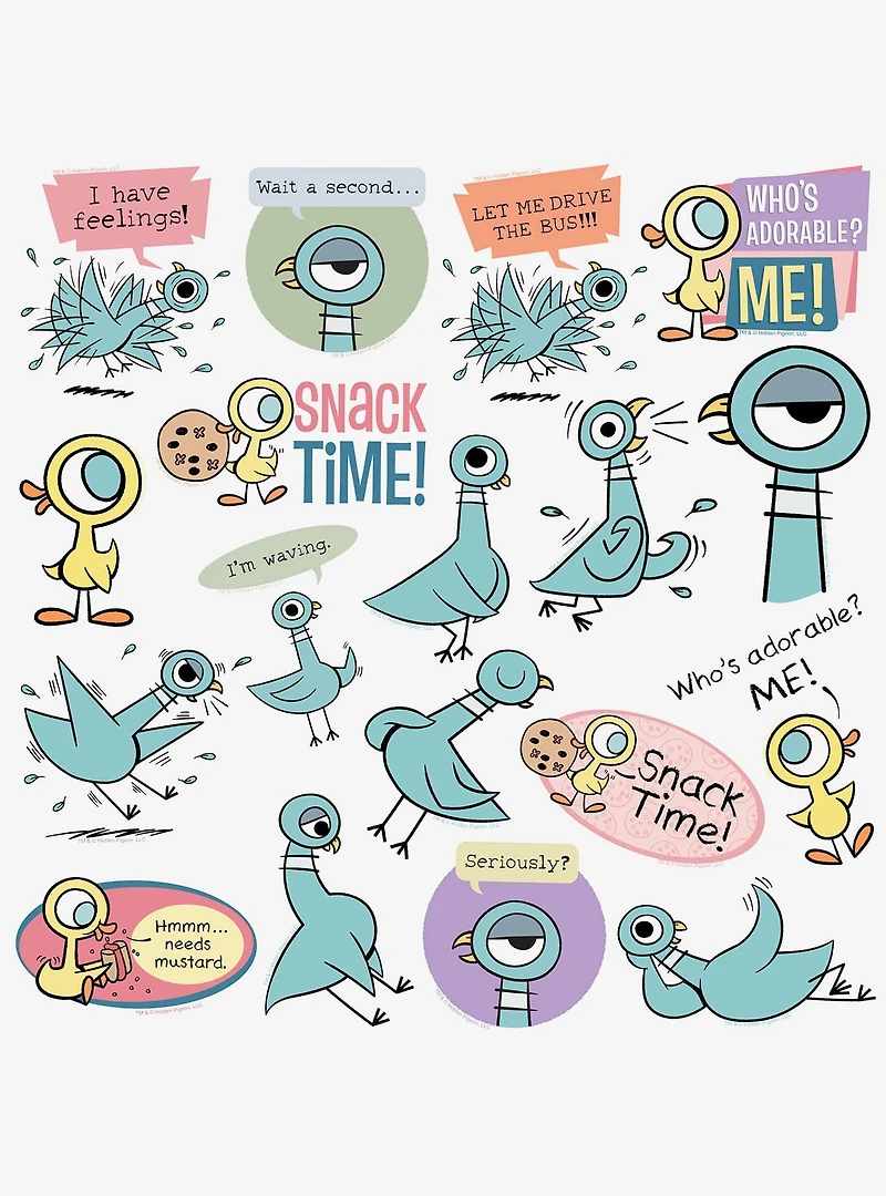 The Pigeon Hidden Pigeon Miscellaneous 100ct Sticker Pack