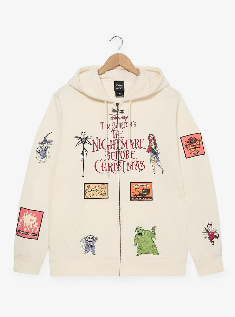 Disney The Nightmare Before Christmas Embroidered Icons Zippered Hoodie - BoxLunch Exclusive