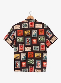 Disney The Nightmare Before Christmas Character Post Cards Allover Print Woven Button-Up - BoxLunch Exclusive