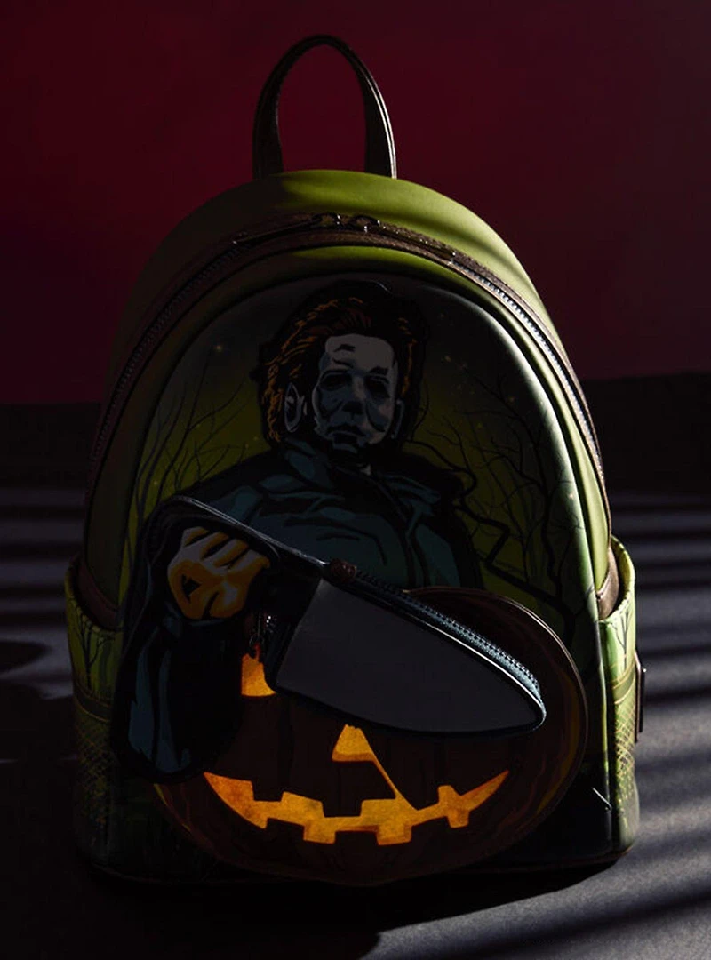 Loungefly Halloween Michael Myers Pumpkin Glow-in-the-Dark Mini Backpack with Coin Purse