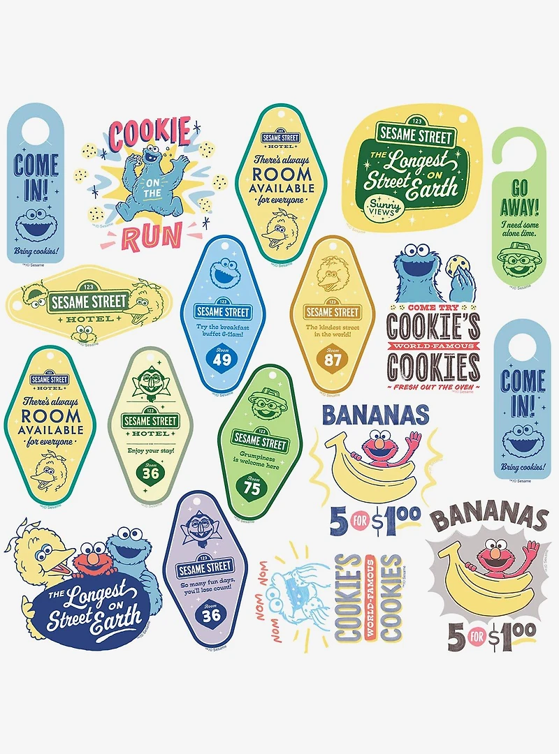 Sesame Street Vintage Signage Miscellaneous 100ct Sticker Pack