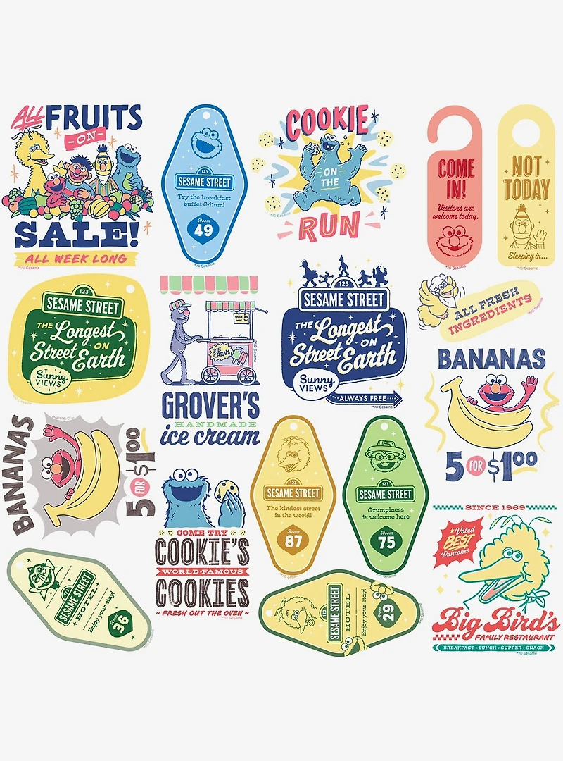 Sesame Street Vintage Signage Miscellaneous 100ct Sticker Pack