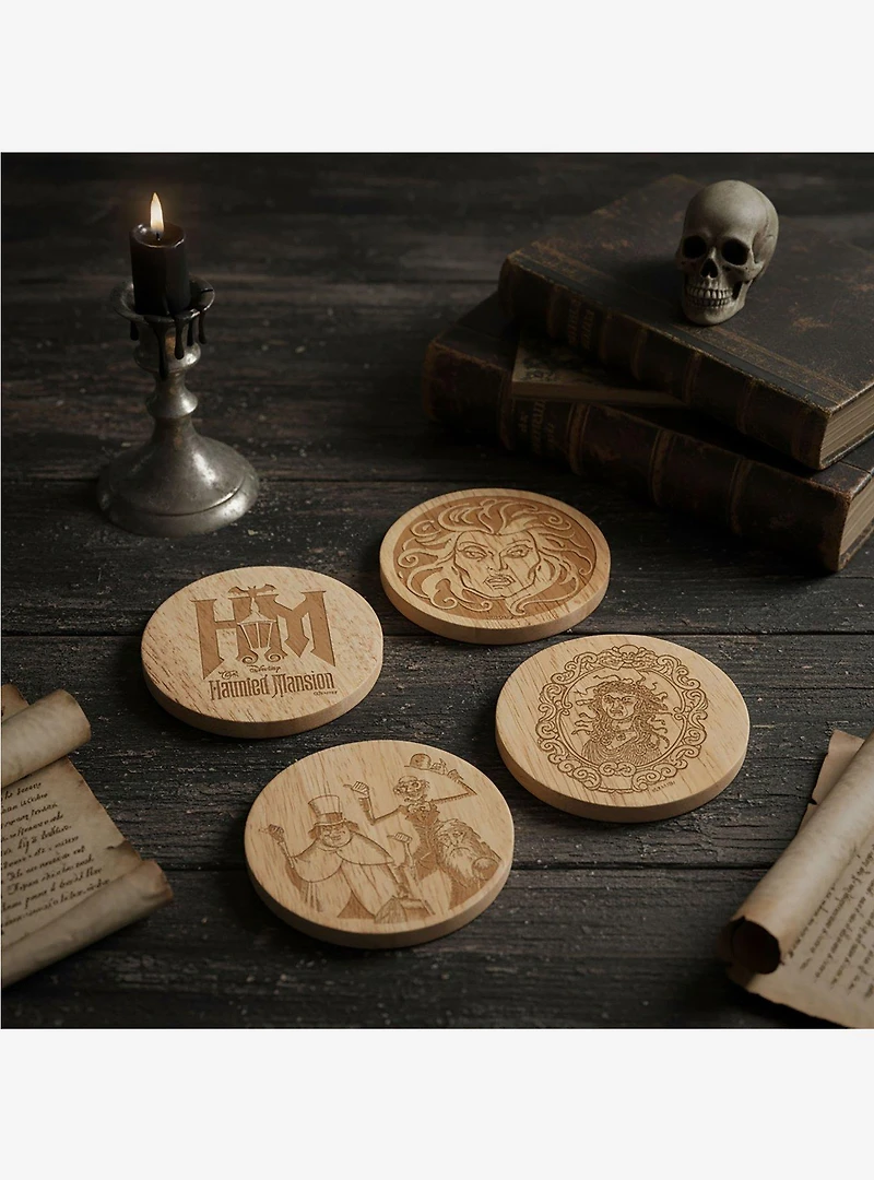 Disney The Haunted Mansion Set of 4 Coasters with Bottle Openers