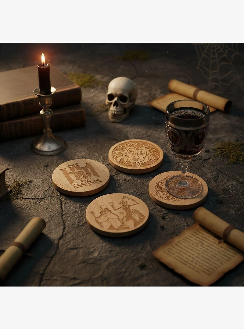 Disney The Haunted Mansion Set of 4 Coasters with Bottle Openers