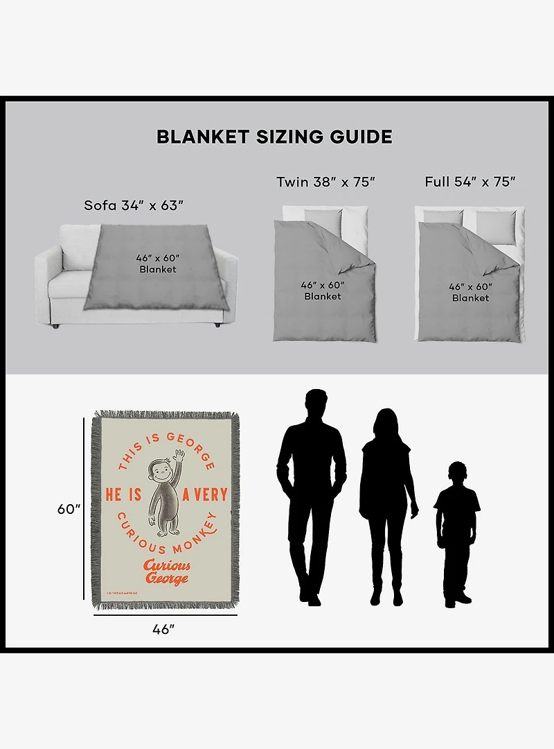 Curious George Very Curious Monkey Tapestry Throw Blanket