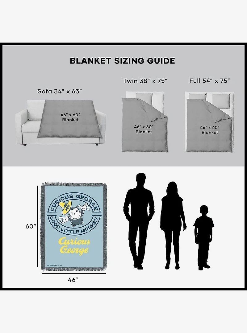 Curious George Good Little Monkey Tapestry Throw Blanket