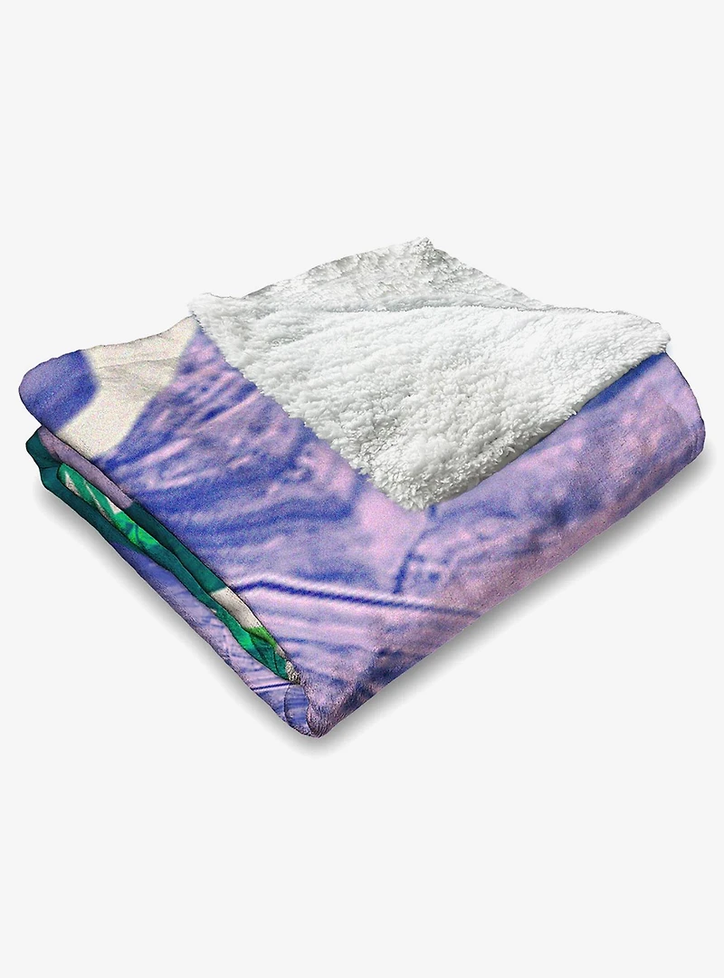 Wicked: For Good Pink and Green Silk Touch Sherpa Throw Blanket