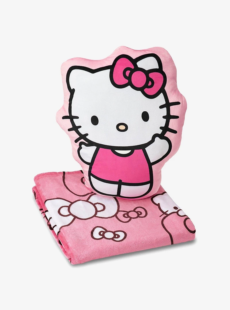 Hello Kitty Pink Bow Pretty Silk Touch Throw Blanket and Cloud Pal Set
