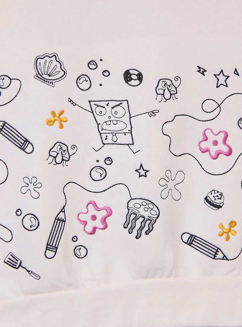 SpongeBob SquarePants DoodleBob Icons Embroidered Women's Crewneck - BoxLunch Exclusive