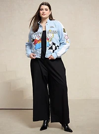 Disney Alice Wonderland White Rabbit Cropped Women's Plus Moto Jacket - BoxLunch Exclusive