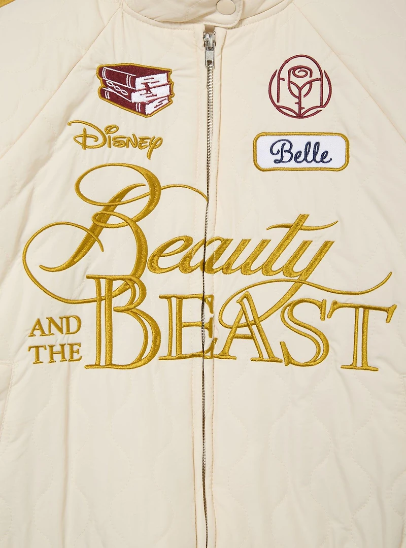 Disney Beauty and The Beast Belle Women's Cropped Quilted Racing Jacket - BoxLunch Exclusive