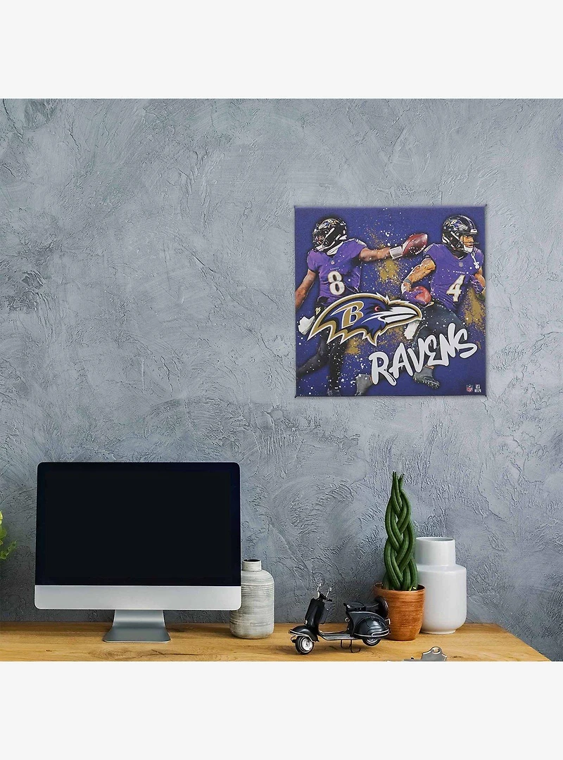 NFL Baltimore Ravens Lamar Jackson & Zay Flowers Painterly Splash Canvas Wall Decor