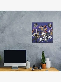 NFL Baltimore Ravens Lamar Jackson & Zay Flowers Painterly Splash Canvas Wall Decor