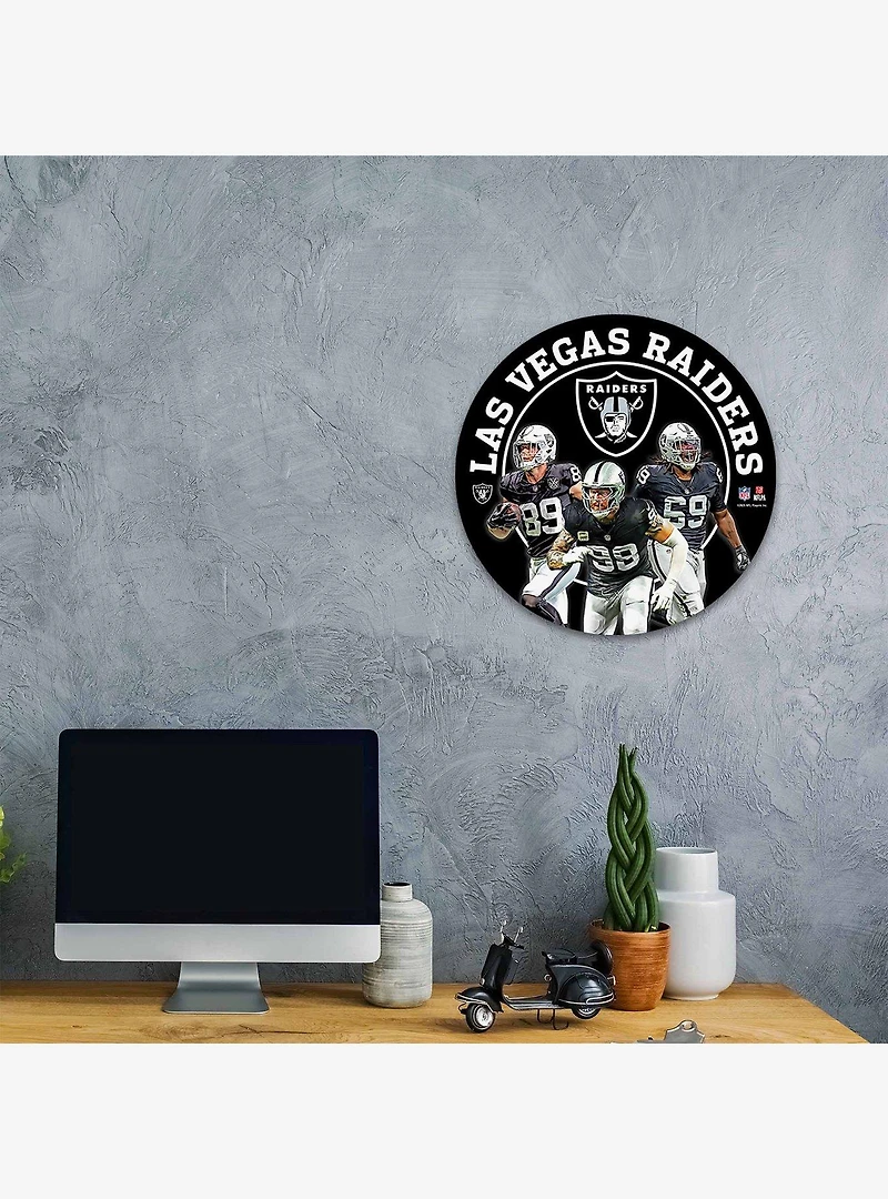 NFL Las Vegas Raiders Round Weather Resistant Metal Wall Decor