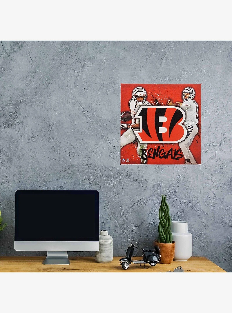 NFL Cincinnati Bengals Ja'Marr Chase & Joe Burrow Painterly Splash Canvas Wall Decor