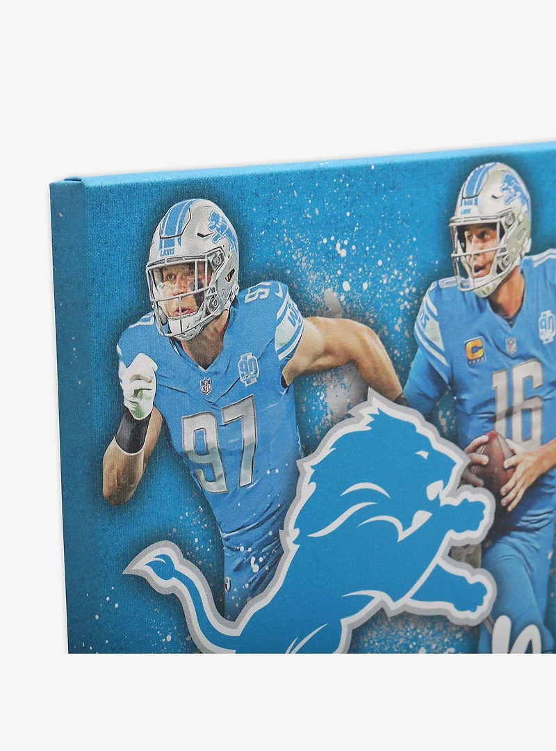 NFL Detroit Lions Aidan Hutchinson & Jared Goff Painterly Splash Canvas Wall Decor