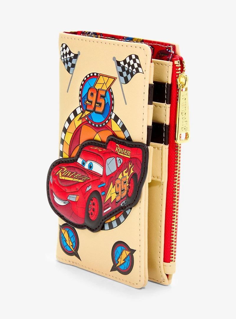 Loungefly Disney Cars Lightning McQueen Stained Glass Zip Wallet — BoxLunch Exclusive