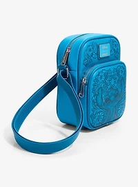 Loungefly Disney Lilo & Stitch Blue Floral Embossed Crossbody Bag - BoxLunch Exclusive