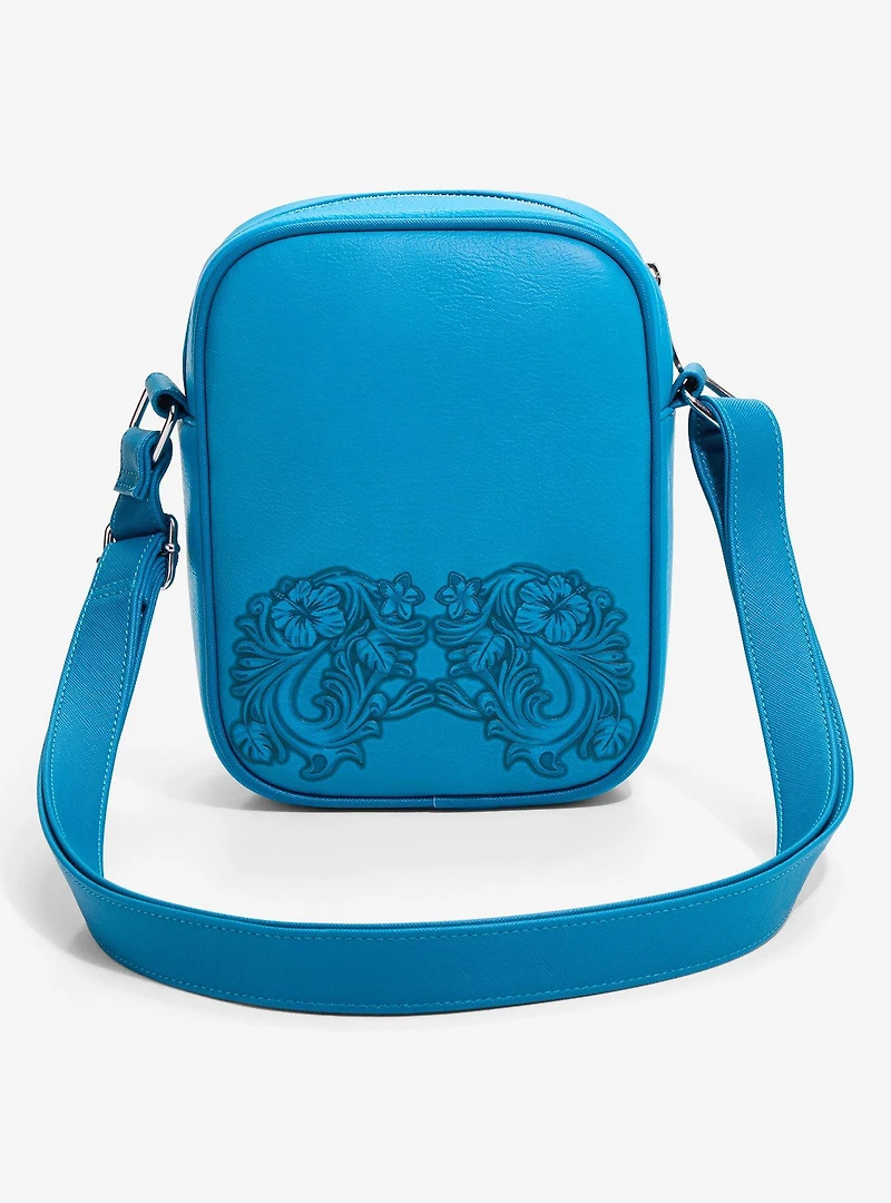 Loungefly Disney Lilo & Stitch Blue Floral Embossed Crossbody Bag - BoxLunch Exclusive