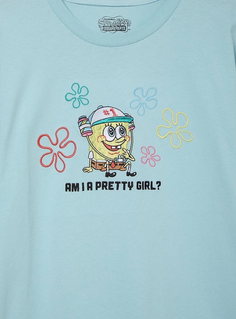 SpongeBob SquarePants Am I A Pretty Girl Embroidered Women's T-Shirt - BoxLunch Exclusive
