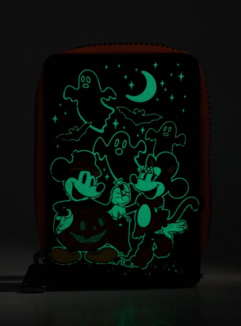 Loungefly Disney Mickey & Minnie Halloween Costumes Glow-in-the-Dark Accordion Wallet - BoxLunch Exclusive