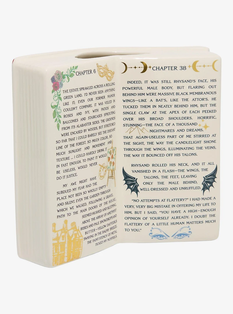 A Court of Thorns and Roses Open Book Figural Vase