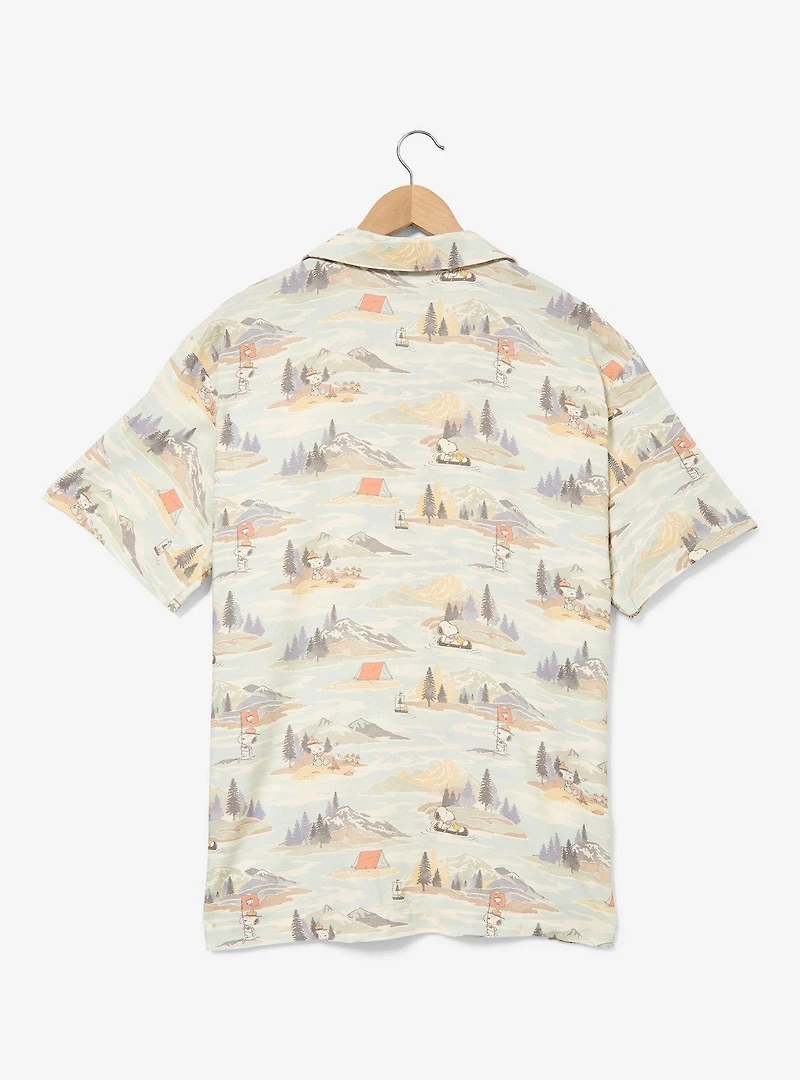 Peanuts Snoopy Camping Scenes Allover Print Woven Button-Up - BoxLunch Exclusive
