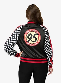 Disney Pixar Cars Collection by Unique Vintage Lightning McQueen Champion Satin Bomber Jacket