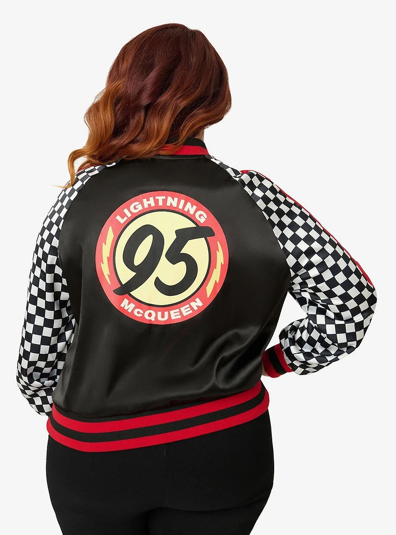 Disney Pixar Cars Collection by Unique Vintage Plus Lightning McQueen Champion Satin Bomber Jacket