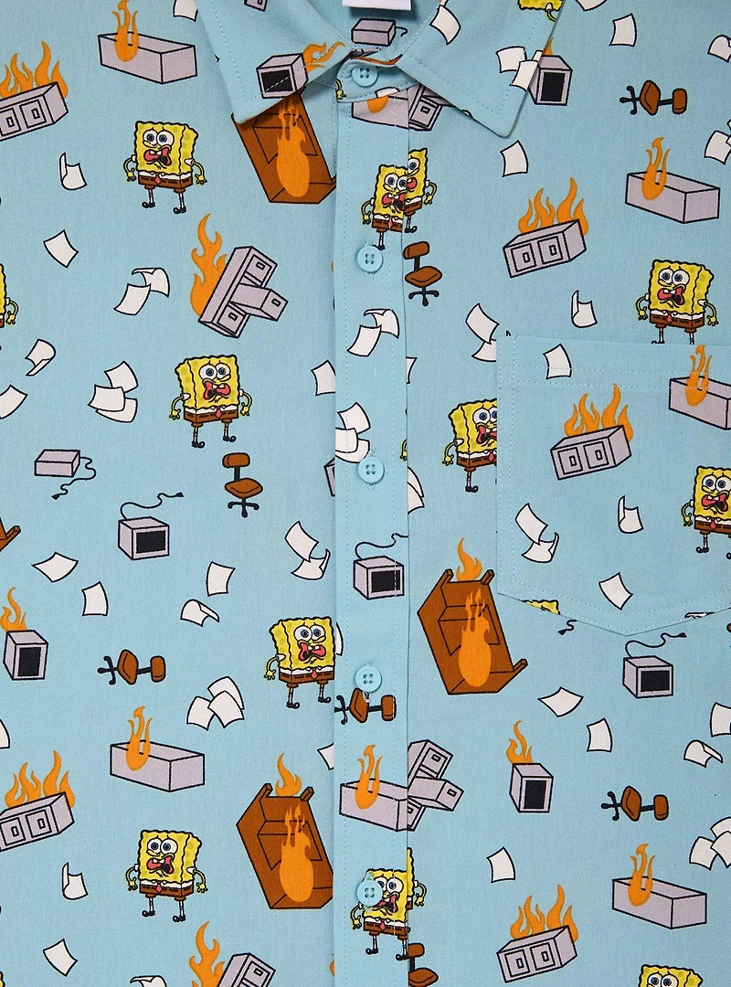 SpongeBob SquarePants Office on Fire Allove Print Woven Button-Up - BoxLunch Exclusive