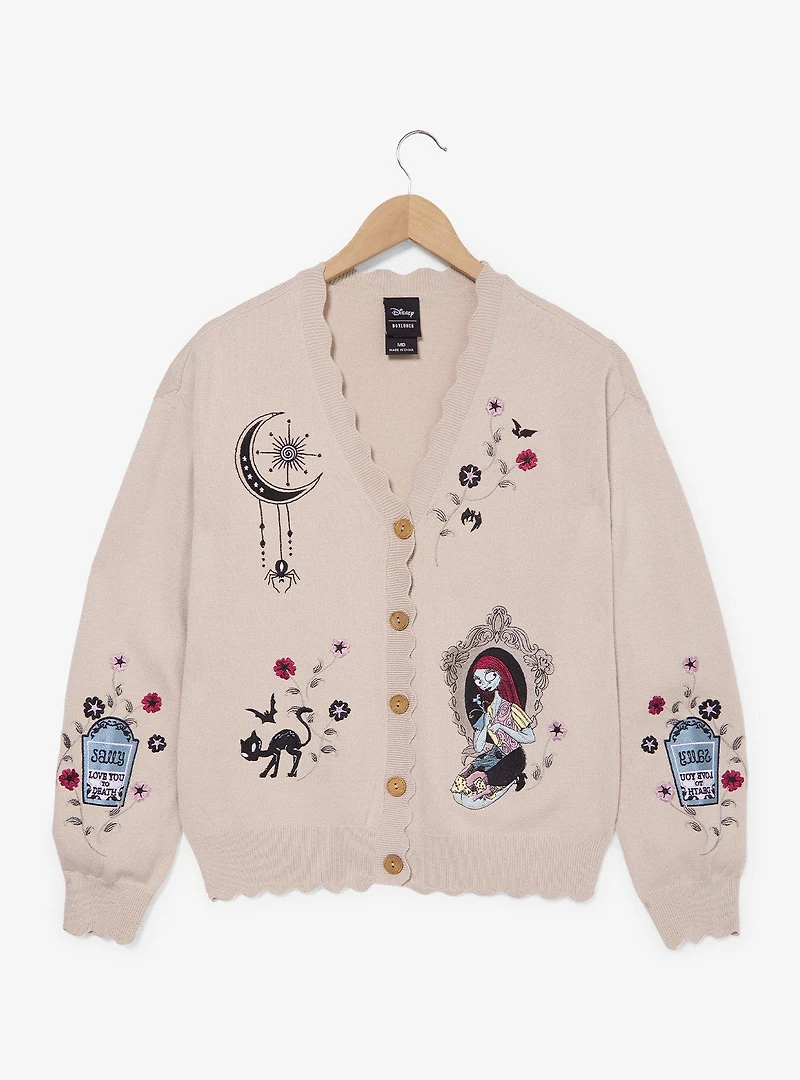 Disney The Nightmare Before Christmas Sally Embroidered Icons Women's Scalloped Cardigan - BoxLunch Exclusive