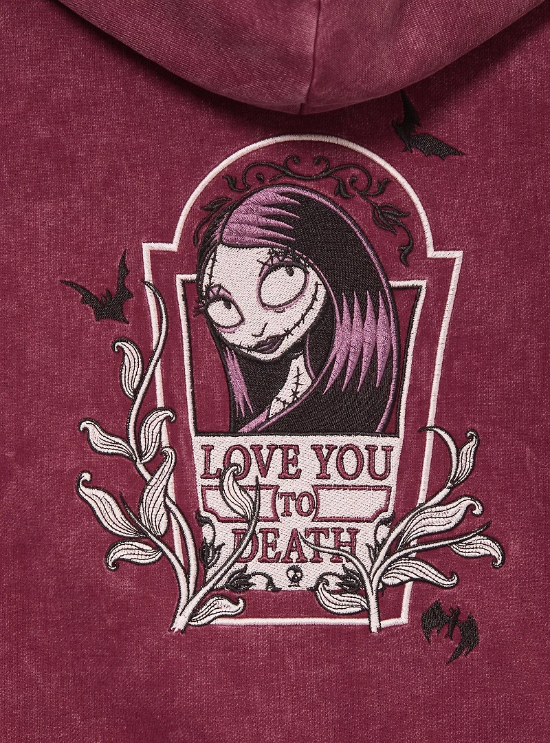 Disney The Nightmare Before Christmas Love You to Death Sally Women's Cropped Zippered Hoodie - BoxLunch Exclusive