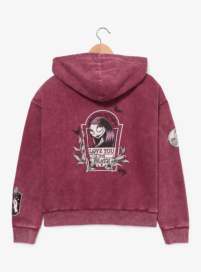 Disney The Nightmare Before Christmas Love You to Death Sally Women's Plus Cropped Zippered Hoodie - BoxLunch Exclusive