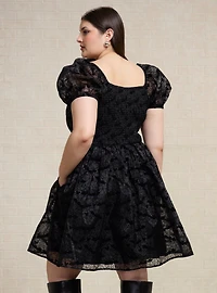 Disney Mickey Mouse Spiderweb Puff Sleeve Plus Dress - BoxLunch Exclusive