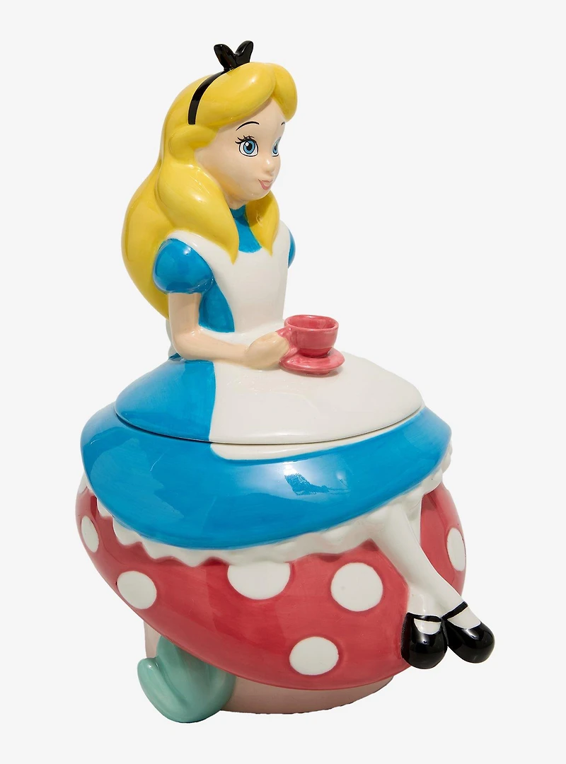 Disney Alice in Wonderland Alice on Mushroom Figural Cookie Jar
