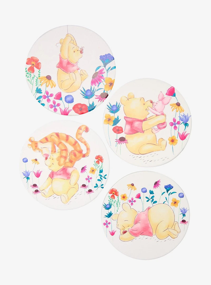 Disney Winnie the Pooh Pooh and Friends Floral Coaster Set