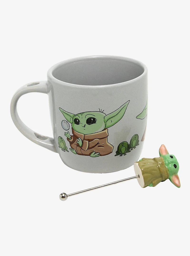 Star Wars The Mandalorian Grogu Mug with Figural Stirrer