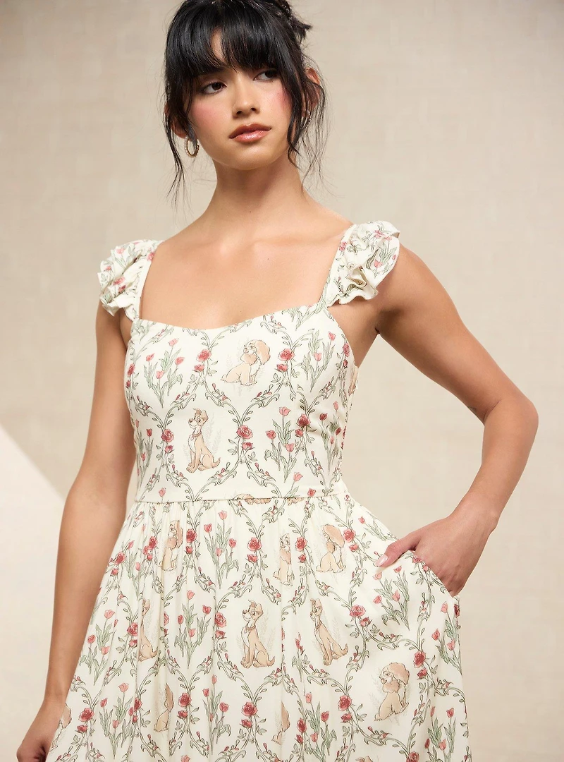 Disney Lady & The Tramp Floral Ruffle Tank Dress - BoxLunch Exclusive