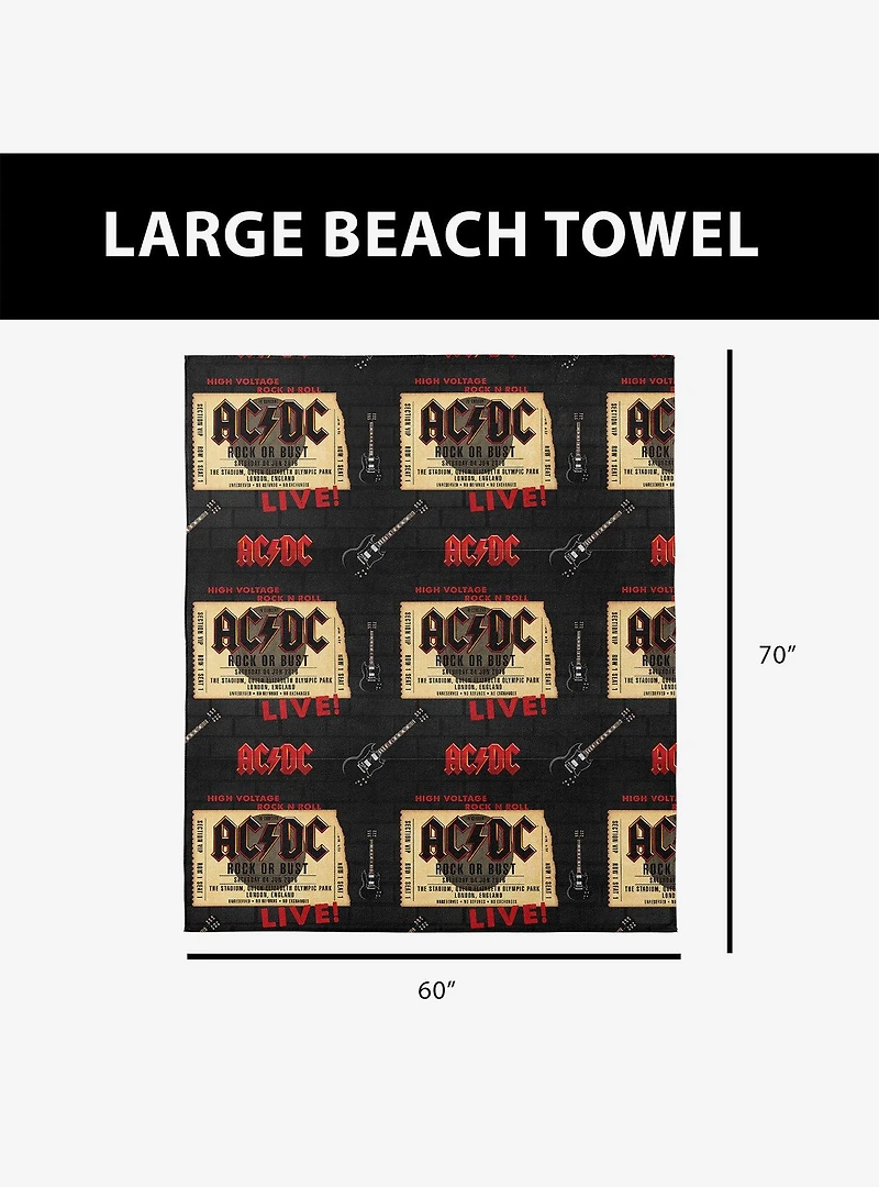 AC/DC Rock On Beach Towel for Two
