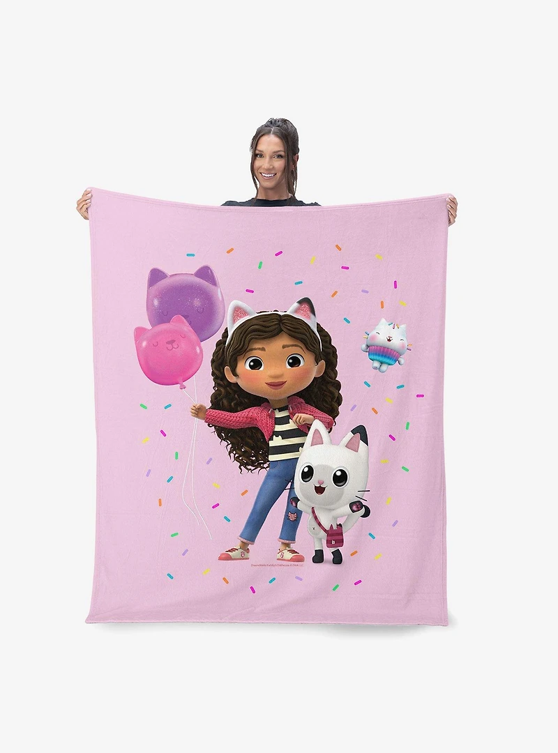 Gabby's Dollhouse Pink Party Time 50x60" Silk Touch Throw Blanket