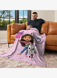 Gabby's Dollhouse Pink Party Time 50x60" Silk Touch Throw Blanket