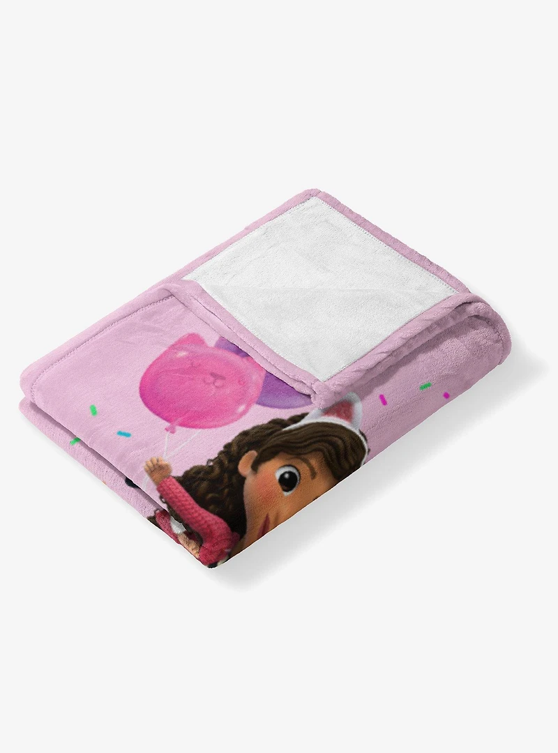 Gabby's Dollhouse Pink Party Time 50x60" Silk Touch Throw Blanket